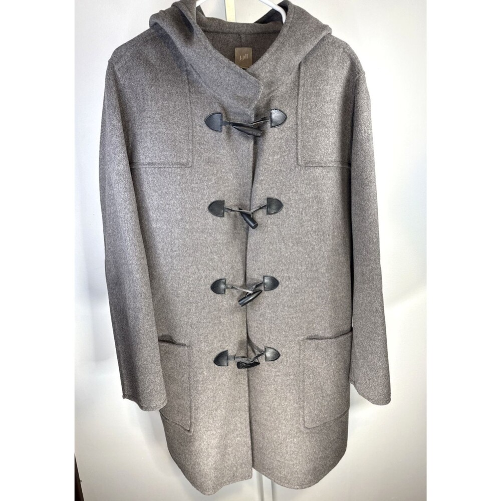 J Jill Wool Angora Toggle Buttons Gray Tan Coat Size 2X Pockets Hood